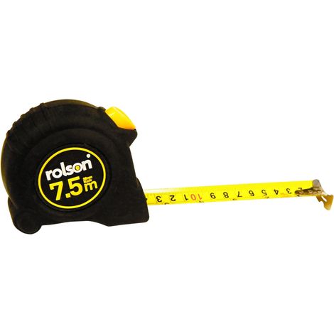 Rolson 50569 - Metro a nastro con alloggiamento gommato, con fermo automatico 7.5mx25mm