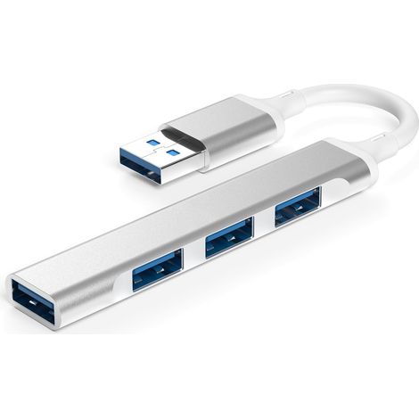 Hub USB 3.0 avec 4 Data Ports, Adaptateur Multiport USB, USB 3.0 Multi Data Ports 5Gbps Haute Vitesse Compatible avec MacBook iMac Surface XPS PC Ordinateur Portable Disque Dur Clavier Souris