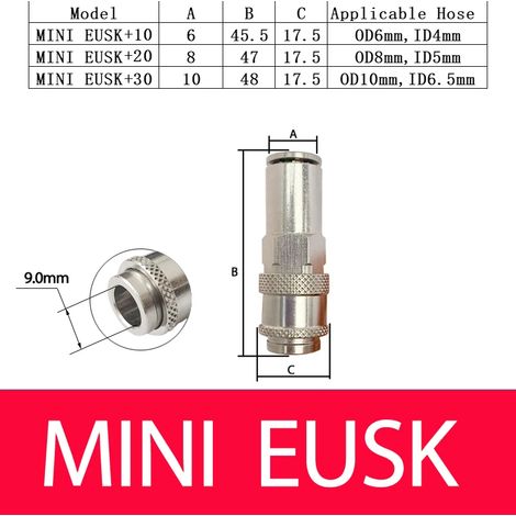 (MINI EUSK-10) Raccord rapide pneumatique mini EU, laiton nickelé, connecteur à dégagement rapide pour tuyau, compresseur d'air, raccord rapide pour équipement médical (1/5)