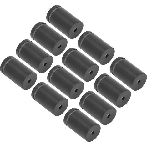 Lot de 12 vis d'entretoise en acier inoxydable pour support mural publicitaire, clous pour verre acrylique noirs (1/5)