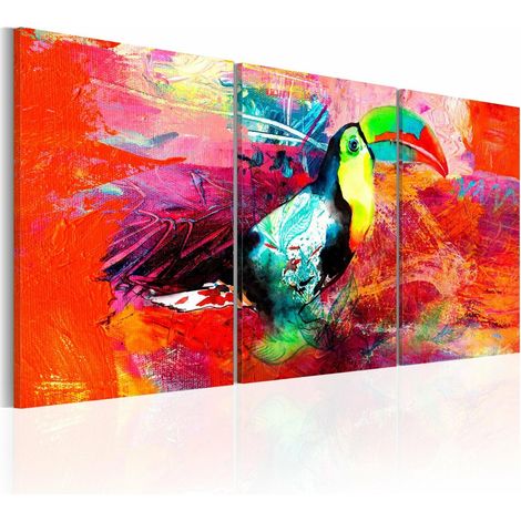 Tableau toucan coloré - 120 x 60 cm (1/4)