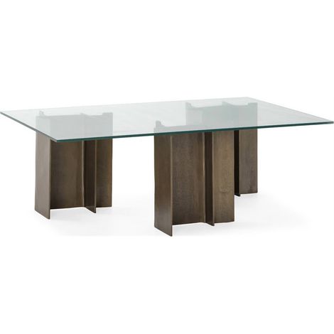 Table basse en verre et métal bronze vieilli - bronze vieilli et verre transparent (1/5)