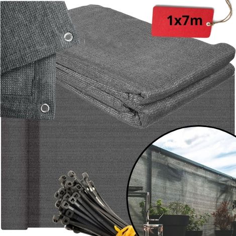 Cubierta para balcón de 1x7 m, alfombra de sombreado para balcón, 97% gris oscuro (1/5)