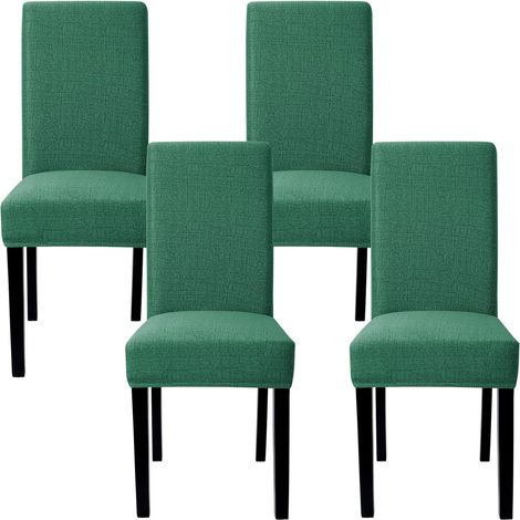 4er Set Stretch Stuhlhussen Esszimmer Dunkelgrün Abnehmbar Waschbar (1/5)