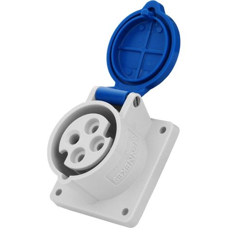 Presa di corrente 16A 4P 230V IP44 dritta 3P+Z blu (1/4)