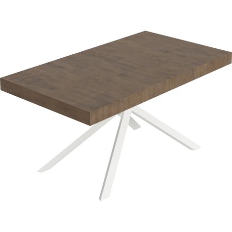 Tavolo Allungabile 160-244x80x74 cm Niket Noce Gambe Bianche (1/5)