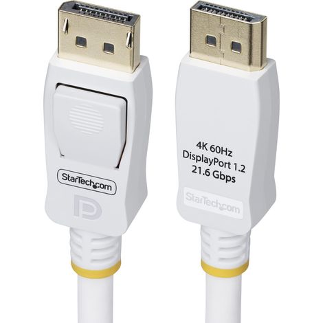 StarTech.com Cable DisplayPort 1.2 Certificado VESA Blanco de 1,8m - Cable DP 1.2 para Monitor - 4K 60Hz - 21,6Gbps - con Pestillo - Macho a Macho (1/5)