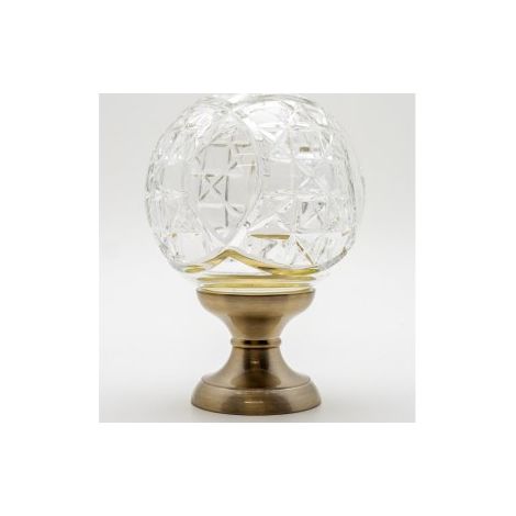 Quincadeco – Boule de rampe cristal véritable Mousson – Pied en aluminium nickelé – Hauteur 140 mm, diamètre 100 mm – Fixation invisible