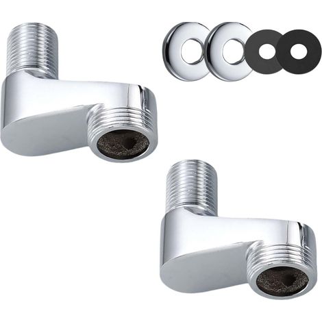 2 pièces Adaptateur de robinet de douche en S, Filetage extérieur coudé, Adaptateur de robinet de douche, avec anneau décoratif et joint d'étanchéité, Adaptateur de robinet de douche standard (1/5)