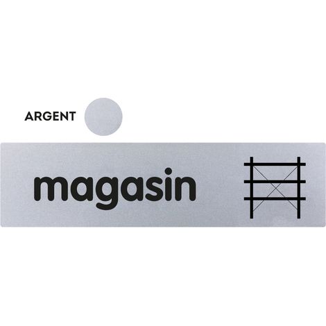 Plaque de porte Magasin - Classique argent 170x45mm - 4320830