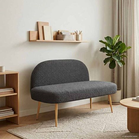 vidaXL Banc rembourré avec dossier Gris foncé 110 x 60 x 76 cm Bouclé