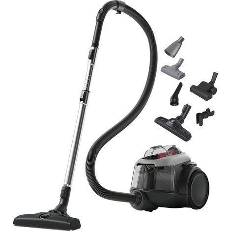Aspirateur Traineau sans Sac, Accessoires Poils d'animaux, 6 étapes de Filtration, Gain de Place, Technologie Cyclonique, Gris (1/5)
