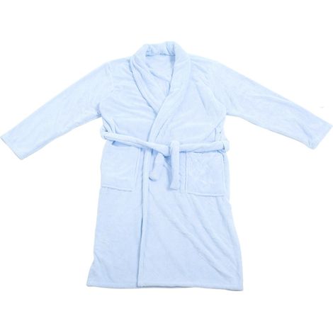 Peignoir en velours corail bleu, épais, doux et absorbant, avec ceinture chaude pour la maison et l'hôtel - Code L (1/5)