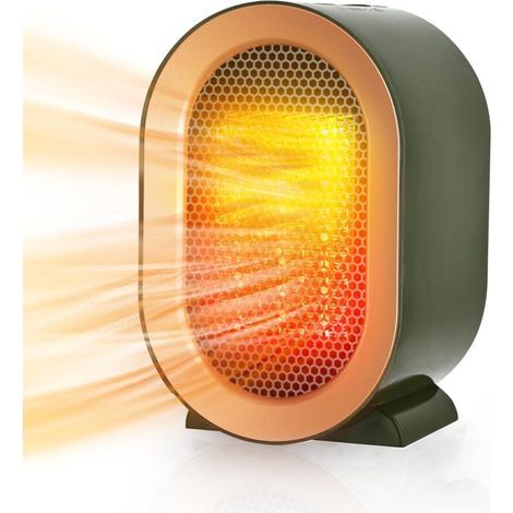 Chauffage d'appoint, mini radiateur soufflant en céramique, radiateur électrique 800/1200 W, protection contre la surchauffe et anti-basculement, 2 modes de chauffage, salle de bain, bureau à domicile (1/5)