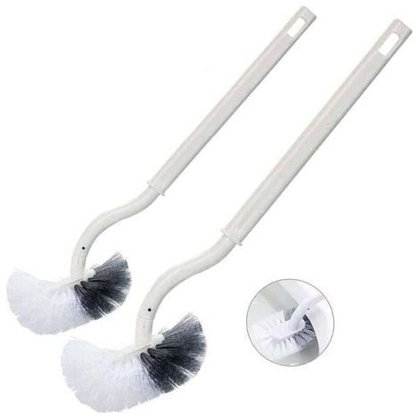 2PCS Brosse de Toilette Brosse WC Brosse de Toilettes à Manche Long Plastique, avec des Poils Solides pour Le Ménage des Toilettes, Nettoyage en Profondeur, Blanc (1/5)