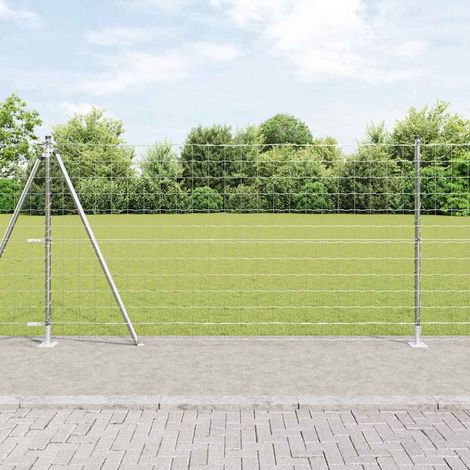 Zaun mit Pfosten Silber 1,2 x 10 m Stahl