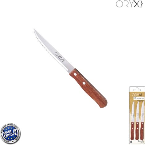 Montana Mehrzweckmesser Wellenschliff Edelstahl 11 cm. Holzgriff (Blister 3 Stück) (1/5)