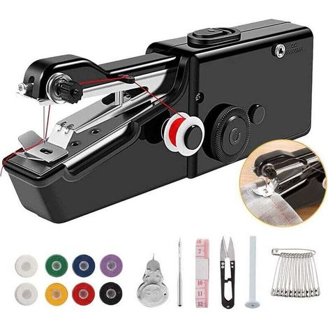 DIY-Nähmaschine (Schwarz), Mini-Nähmaschine mit Akku und Kabel, geeignet zum Nähen, für DIY-Nähwerkzeuge, Kleidung, Stoffe, Vorhänge (1/5)