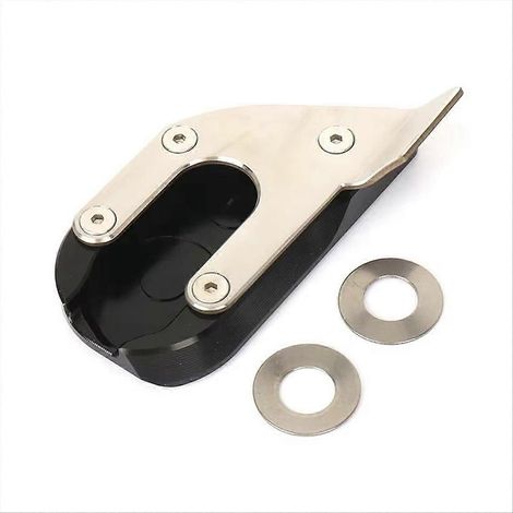 Support élargi pour béquille latérale moto, base d’extension noire, stabilisateur de pied d’appui, accessoire robuste pour deux-roues, fixation facile, compatible universel, repose-moto renforcé, pati (1/5)