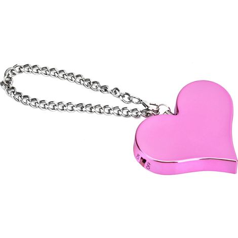Porte-clés alarme de sécurité personnelle en forme de cœur 130 dB, sirène d'autodéfense d'urgence (rose) (1/5)
