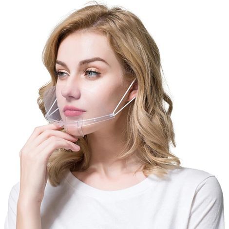 12 Pièces Visière Masque Transparent pour Nez et Bouche avec Élastiques pour Cuisine Chefs Restaurants Aesthetic Studio (12 pièces Transparent) (1/5)