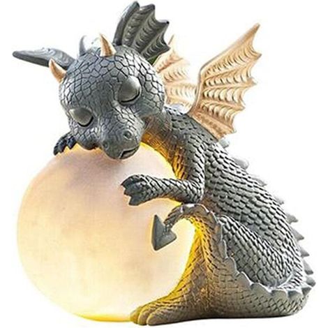 Sculpture de dinosaures, Jardin Dragon Statue méditée collectionnement, Statue de dragon méditée mignonne, ornement de résine Décoration de jardin d'extérieur pour les amateurs de dragon, (1/5)
