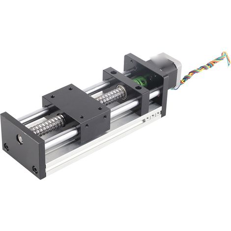 Vis à billes 1605 double arbre, guidage linéaire avec moteur 42, course utile 100mm, kit de précision pour CNC, déplacement fluide et robuste, axe de translation fiable. (1/5)
