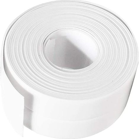 Joint Silicone Blanc Salle de Bain, Ruban d'étanchéité,Bande Etancheite Autocollanteétanche PE pour Baignoire,Douche,Toilettes,Cuisine,Evier,Sol,Mur,Coin de Protection-Blanc (1/5)