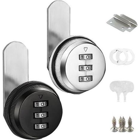 Pair CSPARKV 2Pcs Serrure Boite Aux Lettres, Serrure a Code, Verrou Placard, Serrures de Boîte 25mm, Verrou Porte, Serrure Code, Serrure Meuble, Serrure à Combinaison à 3 Chiffres(Argent Et Noir) (1/5)