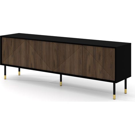 Meuble TV 180x40x60 cm meuble Hi-fi luxueux sur pied couleur Chêne catane WODUN (1/5)