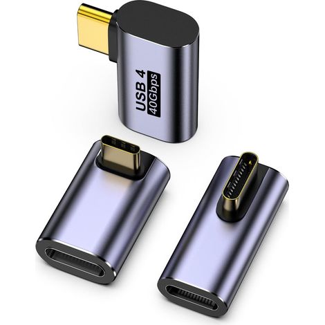 USB C Winkelstecker 90 degrés, 3 pièces USB C Winkelstecker 40 Gbps, PD100W und 8K @60Hz, USB C 90 Grad Adapter für iPhone16/15, für MacBook Pro,Tablette, für Sumsung phone und andere Typ C (1/5)