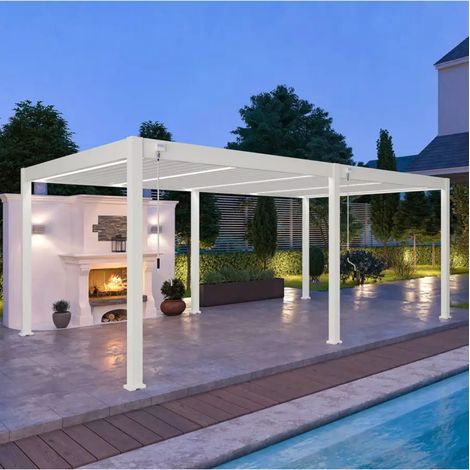 pergola bioclimatica ombréa "vs"  in alluminio bianco 599x399x257 cm