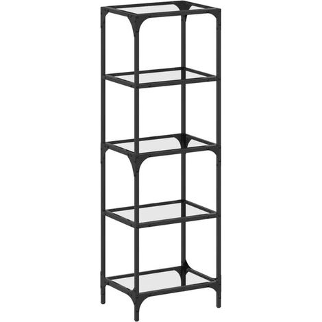 Étagère de rangement de table en verre noir, dimensions : 40 x 30 x 123 cm, acier.