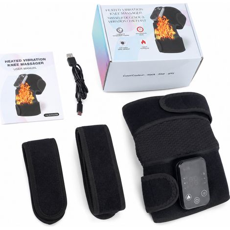 Genouillère de massage vibrante chauffante avec contrôle intelligent de la température, noire