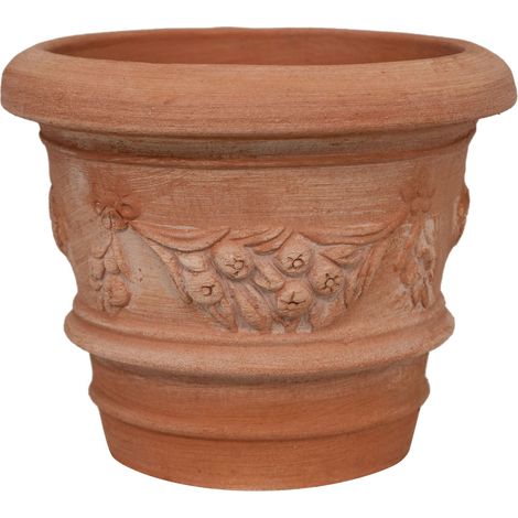 Round terracotta vase Outdoor vase 20X17 cm Garden planter Hand made pot Made Italy Round balcony vase flowers Decorative pots