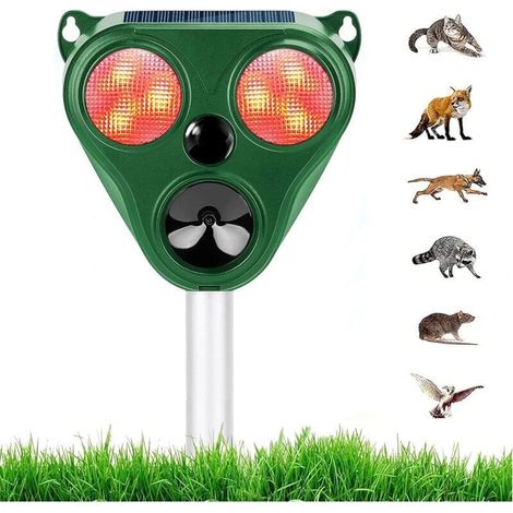 Ultraschall-Fuchsabwehrgerät, Katzenabwehrgerät, Ultraschall-Katzenabwehrgerät, Rattenabwehrgerät, solarbetriebenes Ultraschall-Haustierabwehrgerät für den Außenbereich, 5 Modi, mit Bewegungssensor (1/5)