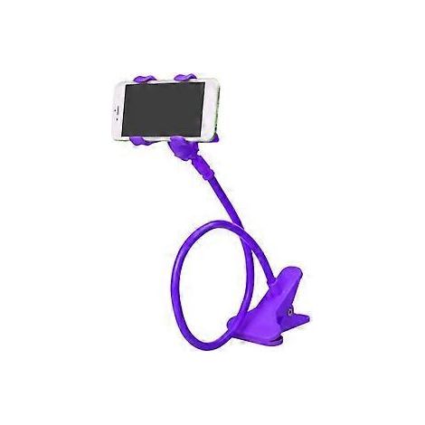 Support de téléphone portable flexible et réglable avec pince pour téléphone portable, support de fixation pour la maison, le lit ou le bureau (violet) (1/5)