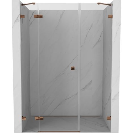 Mexen Lunar porte de douche pivotante gauche 150 cm, transparent, or rose - 834S-150-050-60-00-L (1/5)