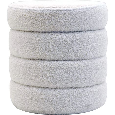 Pouf Contenitore Rebecca Mobili Uxi 40x37x37 Tessuto Poliestere MDF Bianco Moderno