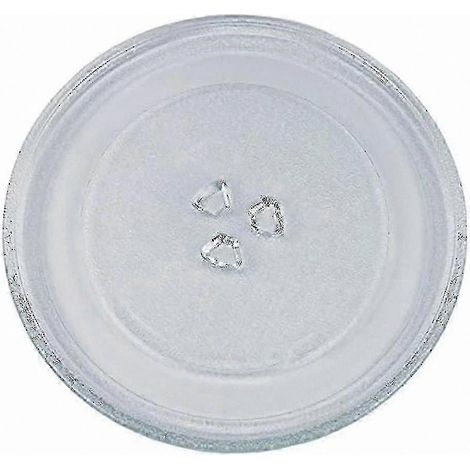 Plateau tournant en verre pour micro-ondes avec 3 fixations, 24,5 cm, compatible avec la plupart des modèles (1/5)