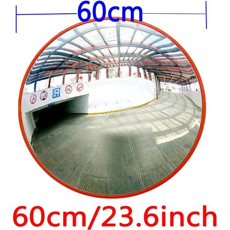 Dayplus – Miroir de circulation 60cm – Convexe grand angle 130° – Sécurité pour angles morts – Matériau ABS orange – Vision jusqu'à 2m