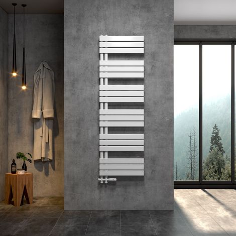 WITEN&NOCK RUCHI Badheizkörper Designheizkörper Handtuchtrockner Mittelanschluss 1600 x 500 mm Weiß mit Ventil Chrom (1/5)