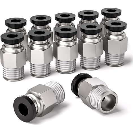 12 PCS 8mm od x 1/4" male thread BSP Direct Push - in Air Connection, pc8-02 adaptateur de ligne d'air à libération rapide (1/4)