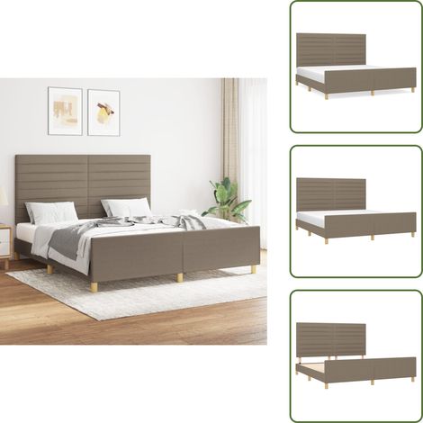 Cadre de lit sans matelas taupe 160x200 cm tissu - Cadre De Lit - Lit Double - Tête De Lit Ajustable - Literie - Meubles De Chambre (1/5)