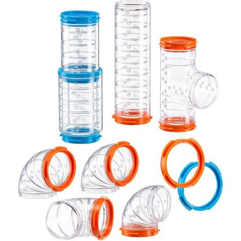 Ferplast Set Tubi Criceto, Accessorio Gabbia per Criceti, Totale 9 pezzi, Tunnel Criceto Trasparenti con Fori di Aerazione, Curve e Raccordi Inclusi, KIT TUBE CURVE, Giochi per Criceti (1/5)