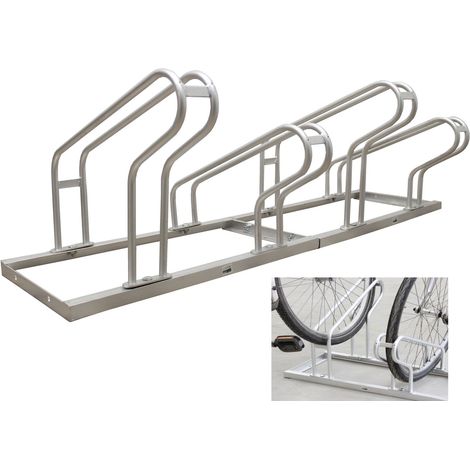 Fahrradständer für 4 Fahrräder höhenversetzt 140 x 45 cm Stahl feuerverzinkt grau 2x2 Bodenparker Reihenparker (1/5)
