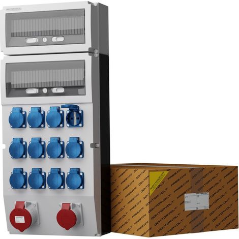 Tableau électrique de chantier eXT 32 A, 16 A, 12 x 230 V, prises Schuko et Mennekes, Doktorvolt DV-2308-D (1/5)