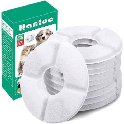 10er-Pack Blumenbrunnenfilter für Katzen und Hunde, Ersatzfilter für 1,6-Liter-Brunnen, Haustierbrunnenfilter mit Harz und runder Aktivkohle (1/5)