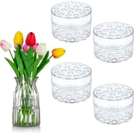 4 Pièces Support de Fleurs pour Vase, Support Spiralé pour Tiges Arrangement Floral et Ikebana, Modèle Transparent pour Bouquet DIY et Décoration de Table (1/5)