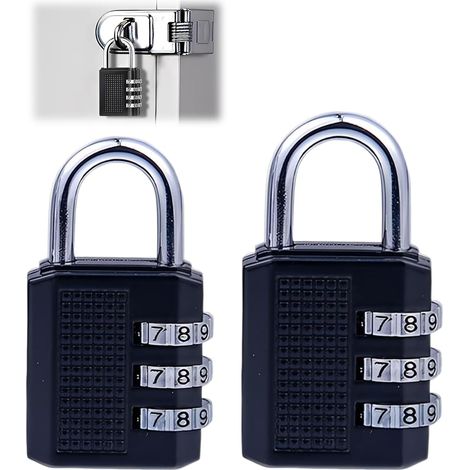 Cadenas Code 3 Chiffres, Cadenas A Code Pour Casier Vestiaire Sport, College, Scolaire, Cadna Avec Code Exterieur Pour Casier, Valise, Garage, Portail, École, Alliage De Zinc, Noir (1/5)